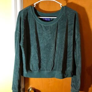 Crushed velvet dark green top